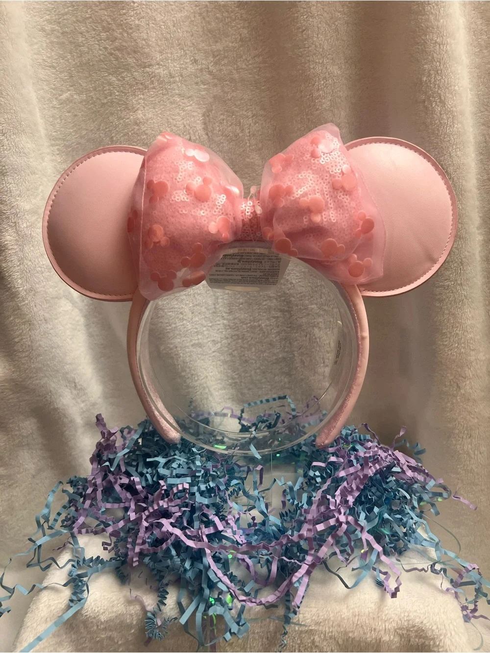 NWT! Authentic Disney Parks 2025 Pink Mickey Icon Organza Sequin Bow Minnie Ears